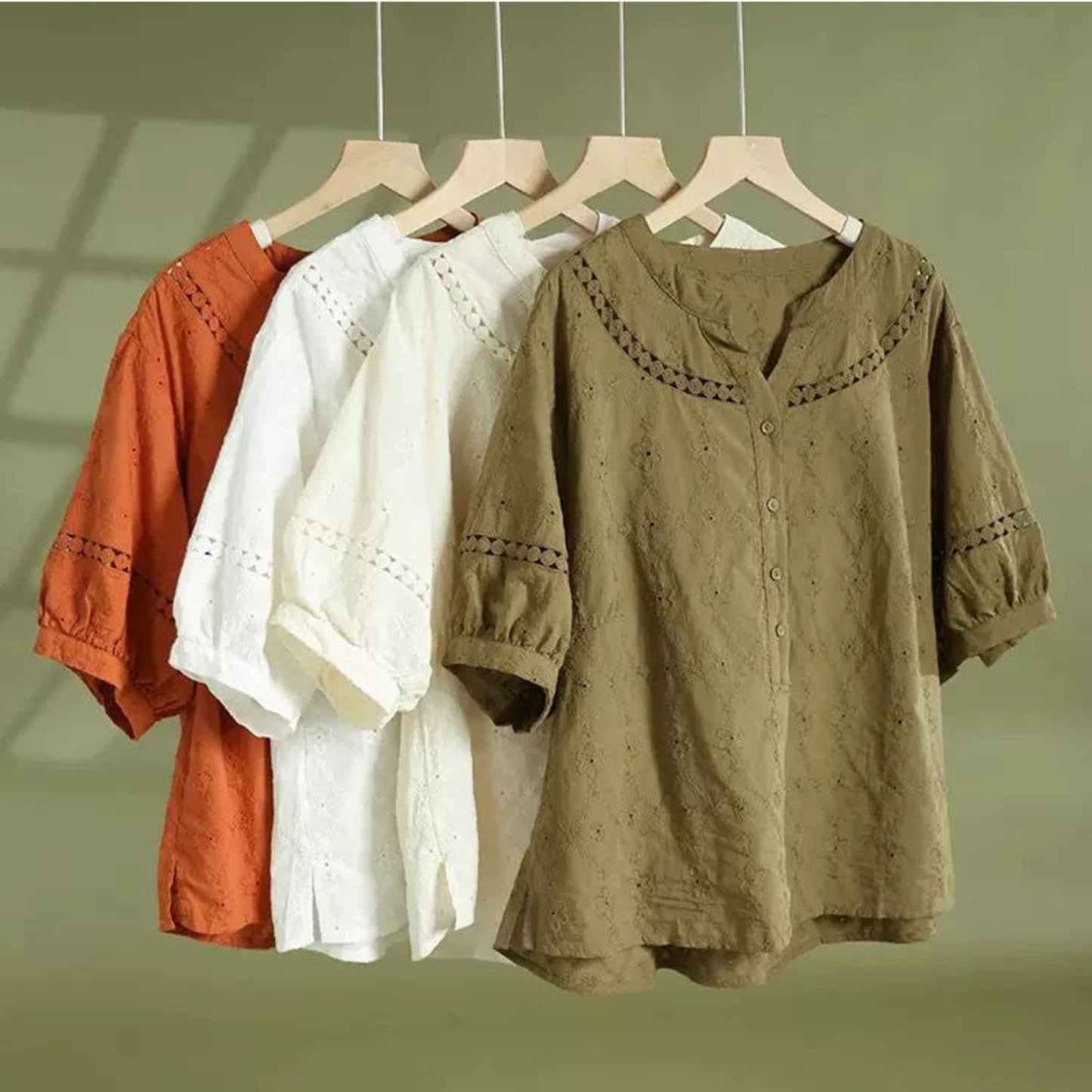 Pure Cotton Schiffly Embroidered Casual Wear Top