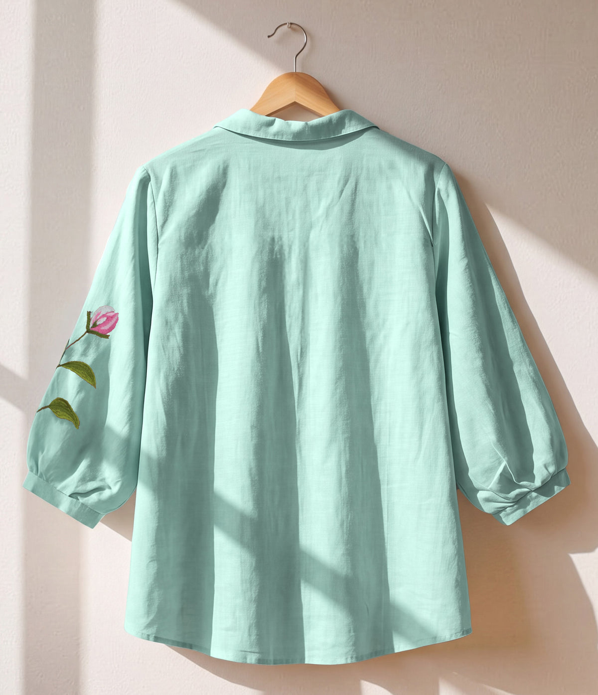 Premium Pure Cotton Floral Embroidered Shirt for Women