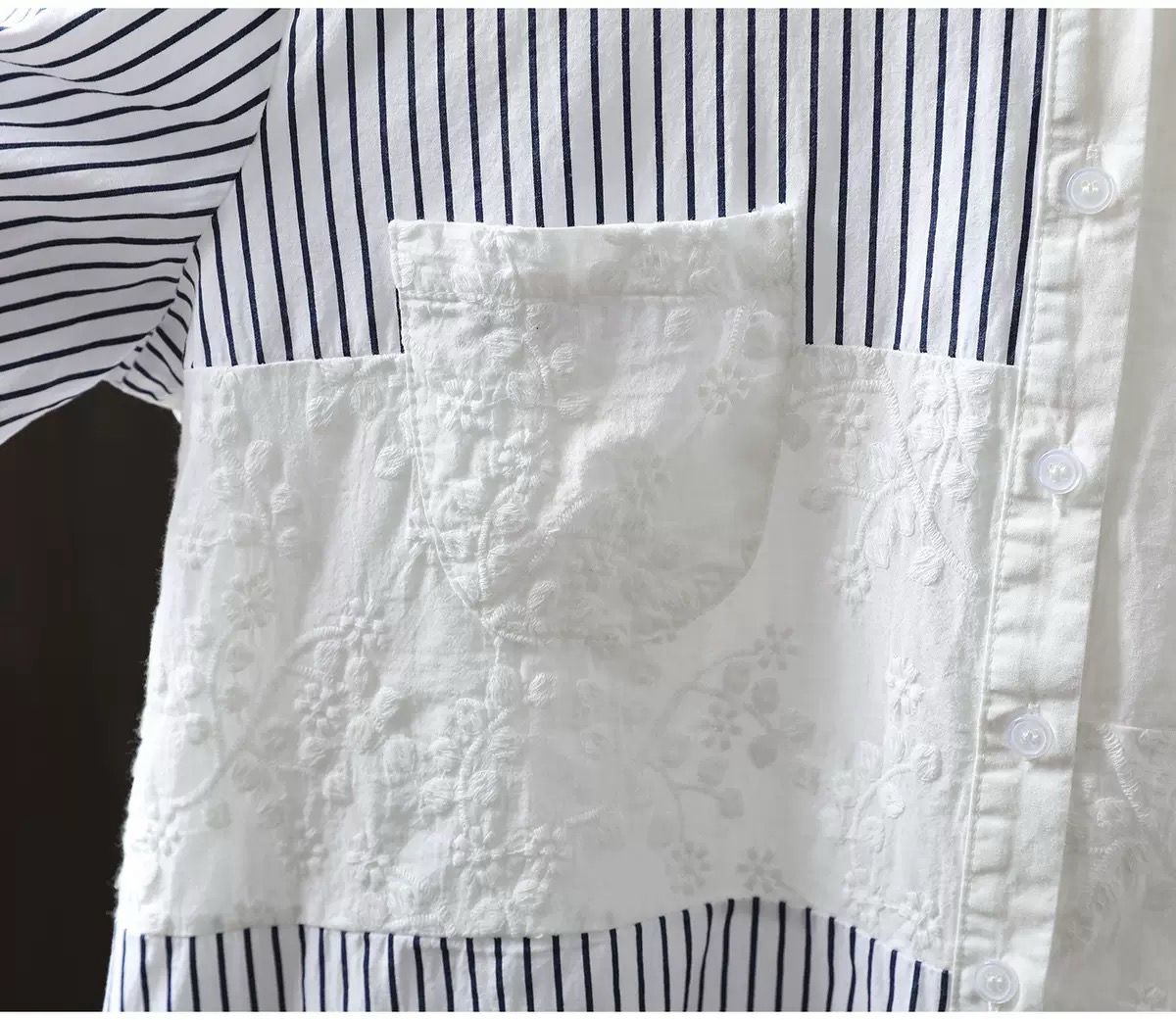Pure Cotton Striped Patchwork Shirt for Women