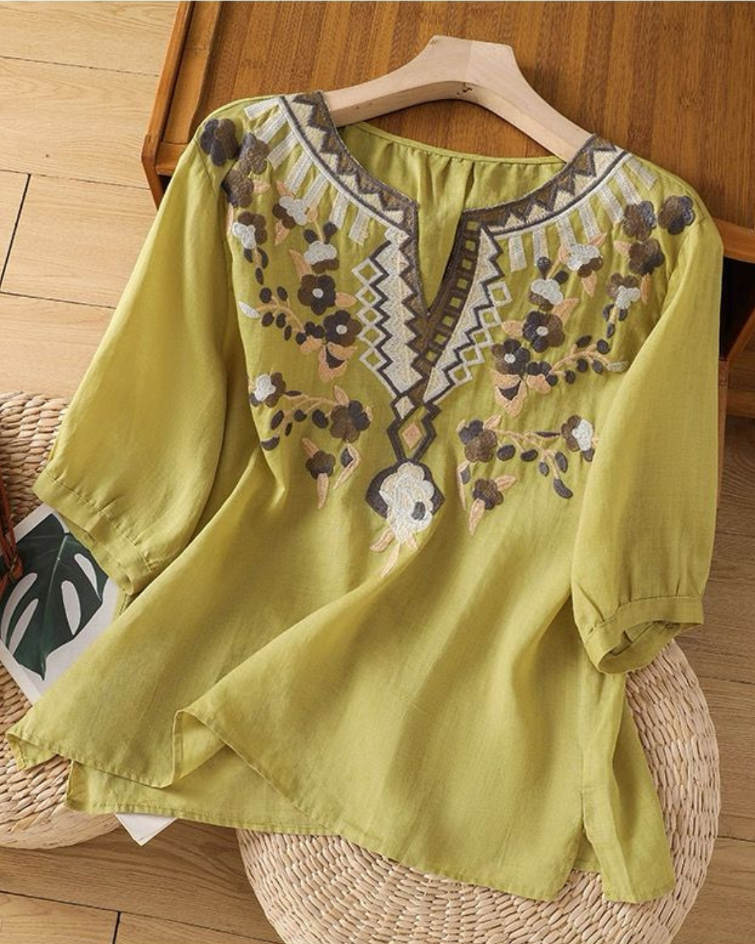 Women's Pure Cotton Floral Embroidered Top
