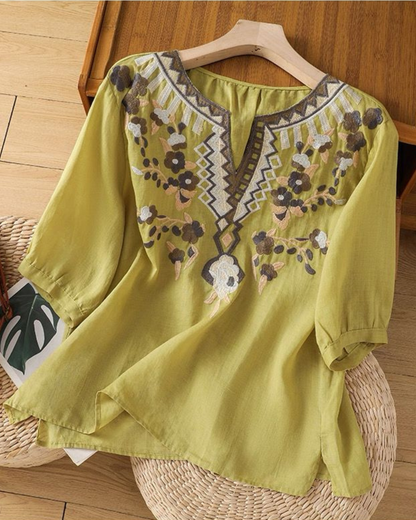 Women's Pure Cotton Floral Embroidered Top