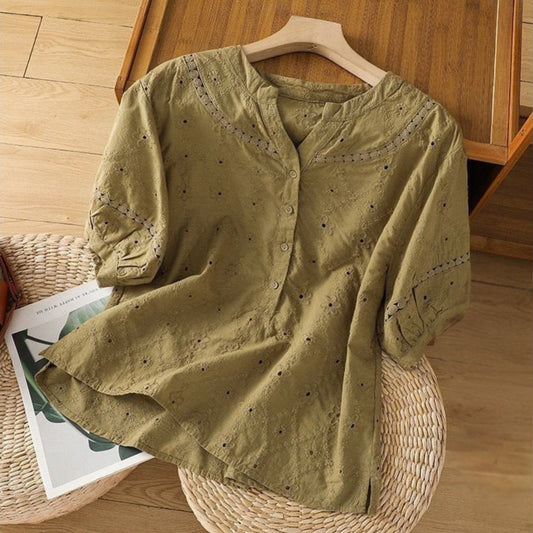 Pure Cotton Schiffly Embroidered Casual Wear Top