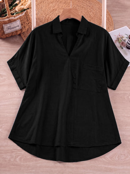 Pure Cotton Relaxed Fit V-Neck Shirt