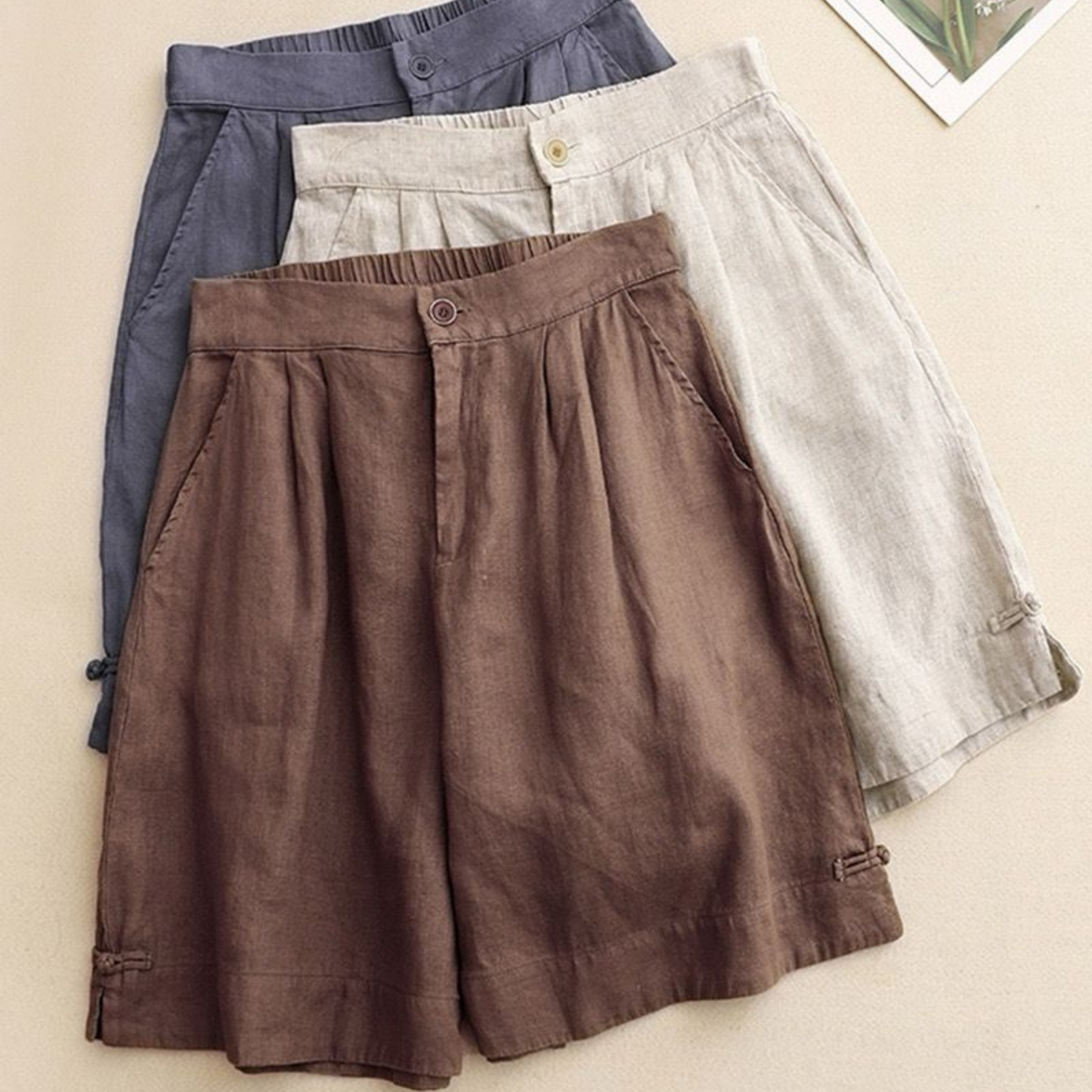 Pure Cotton Embroidered Shorts With Pocket