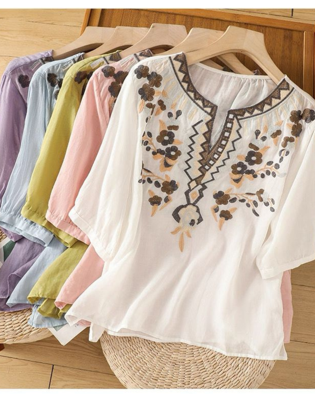 Women's Pure Cotton Floral Embroidered Top