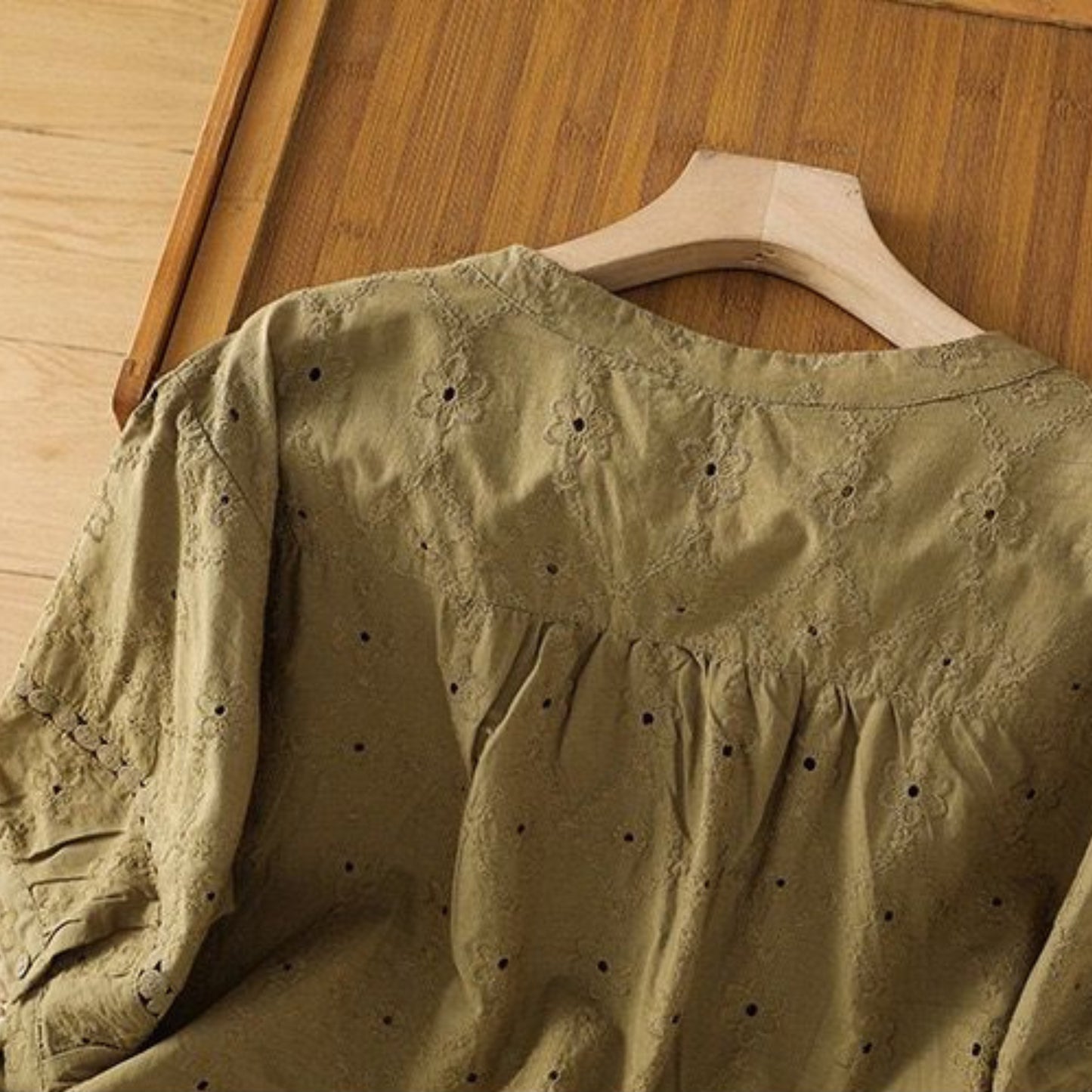 Pure Cotton Schiffly Embroidered Casual Wear Top