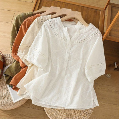 Pure Cotton Schiffly Embroidered Casual Wear Top