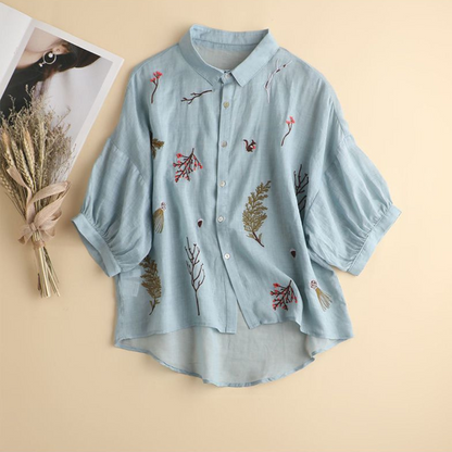 Pure Cotton Embroidered Oversize Comfort Shirt