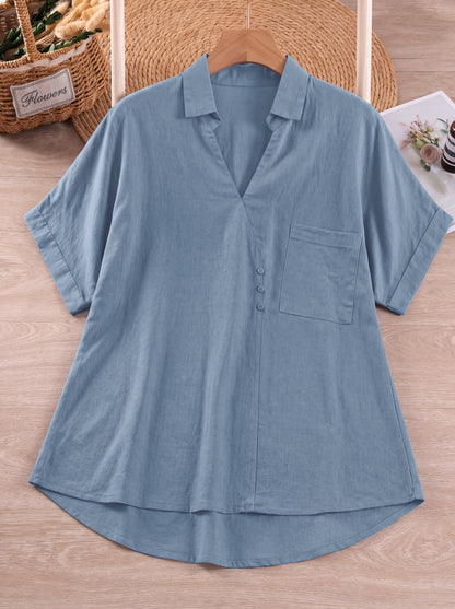 Pure Cotton Relaxed Fit V-Neck Shirt