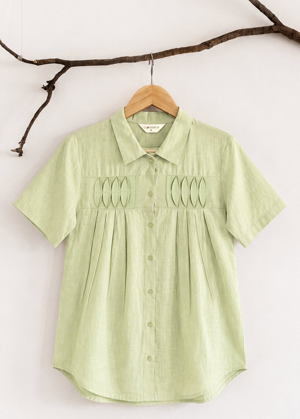 Pure Cotton Shirt With Pleat Work