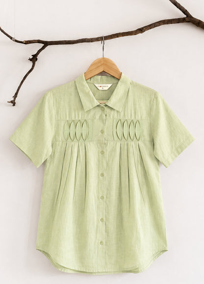 Pure Cotton Shirt With Pleat Work