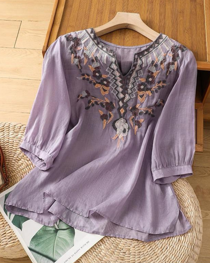 Women's Pure Cotton Floral Embroidered Top