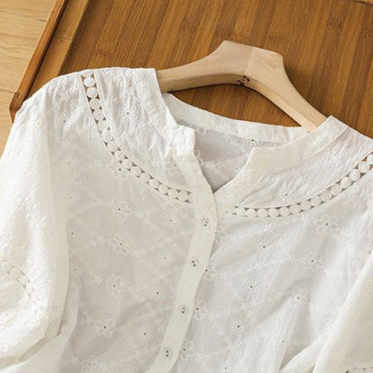 Pure Cotton Schiffly Embroidered Casual Wear Top