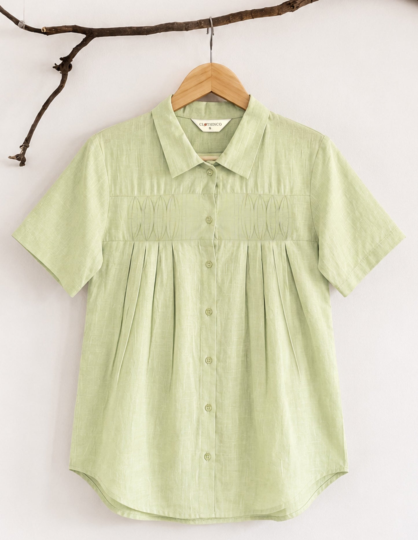 Pure Cotton Shirt With Pleat Work