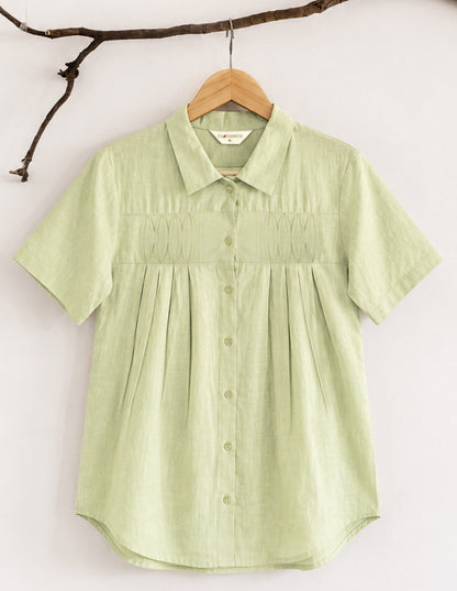 Pure Cotton Shirt With Pleat Work