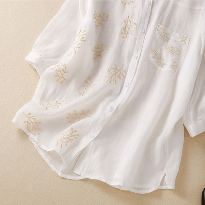 Cotton Half Embroidered Casual Shirt