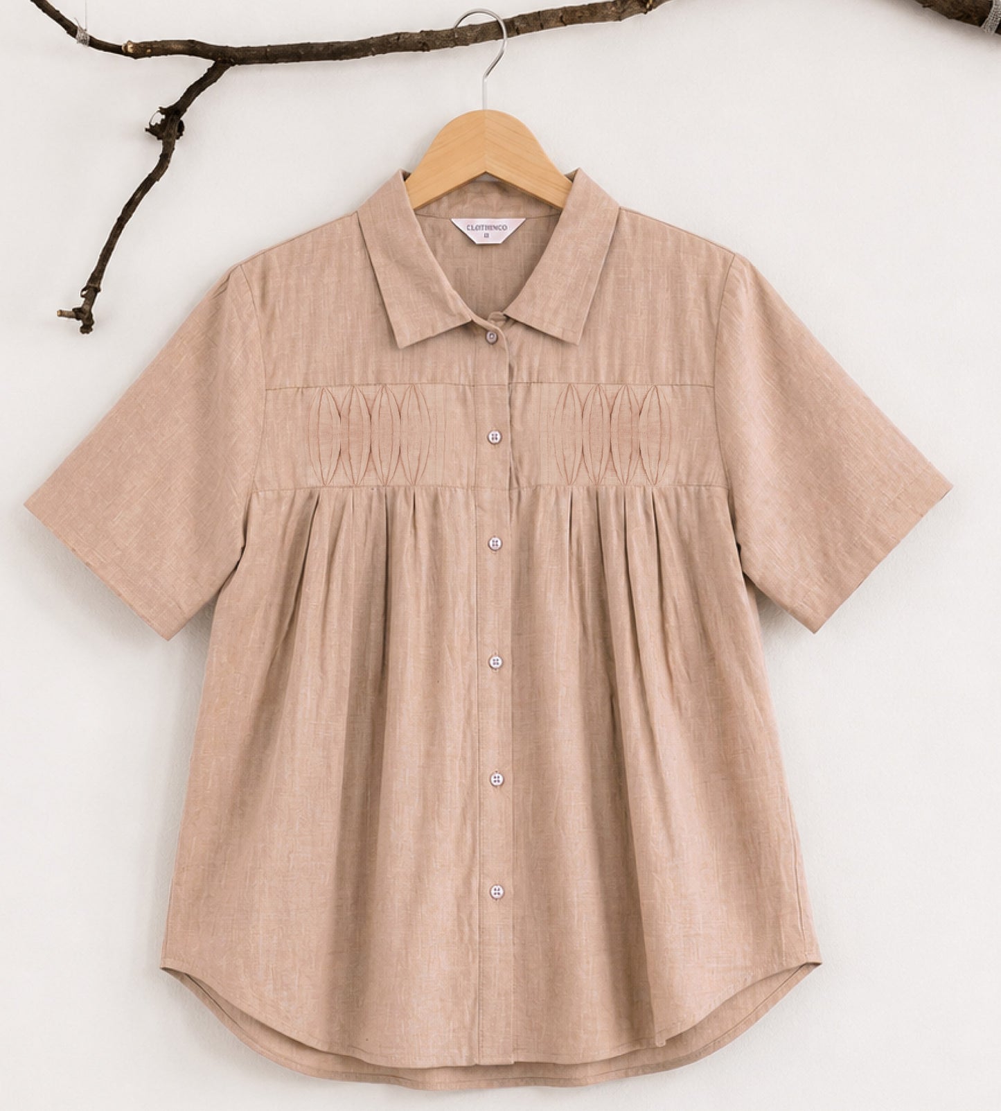 Pure Cotton Shirt With Pleat Work