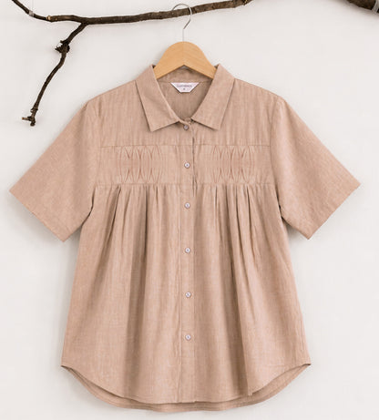 Pure Cotton Shirt With Pleat Work