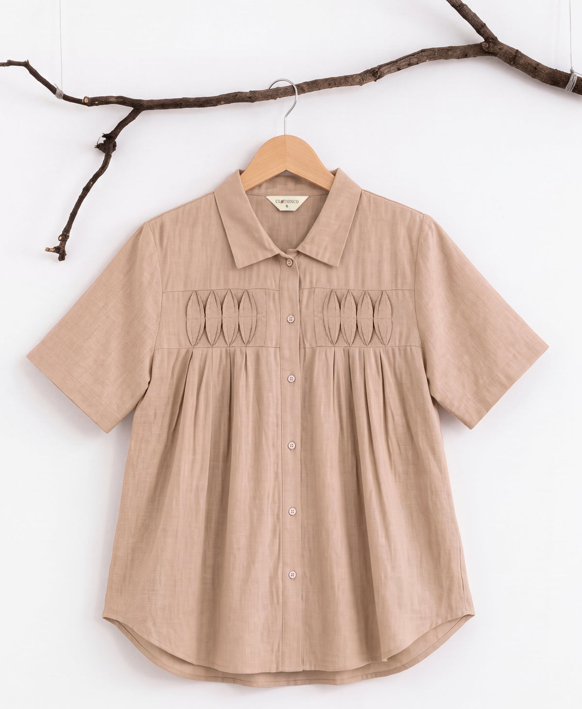 Pure Cotton Shirt With Pleat Work