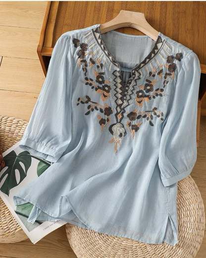 Women's Pure Cotton Floral Embroidered Top