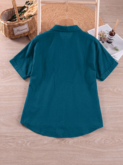 Pure Cotton Relaxed Fit V-Neck Shirt