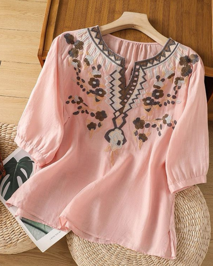 Women's Pure Cotton Floral Embroidered Top