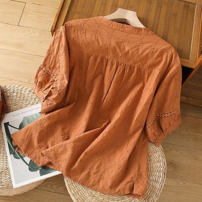 Pure Cotton Schiffly Embroidered Casual Wear Top