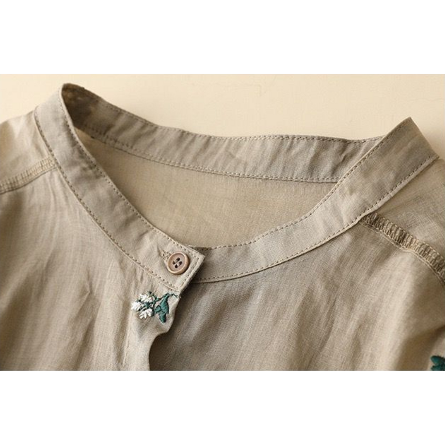 Cotton Floral Embroidered Comfortable Boat Neck Shirt