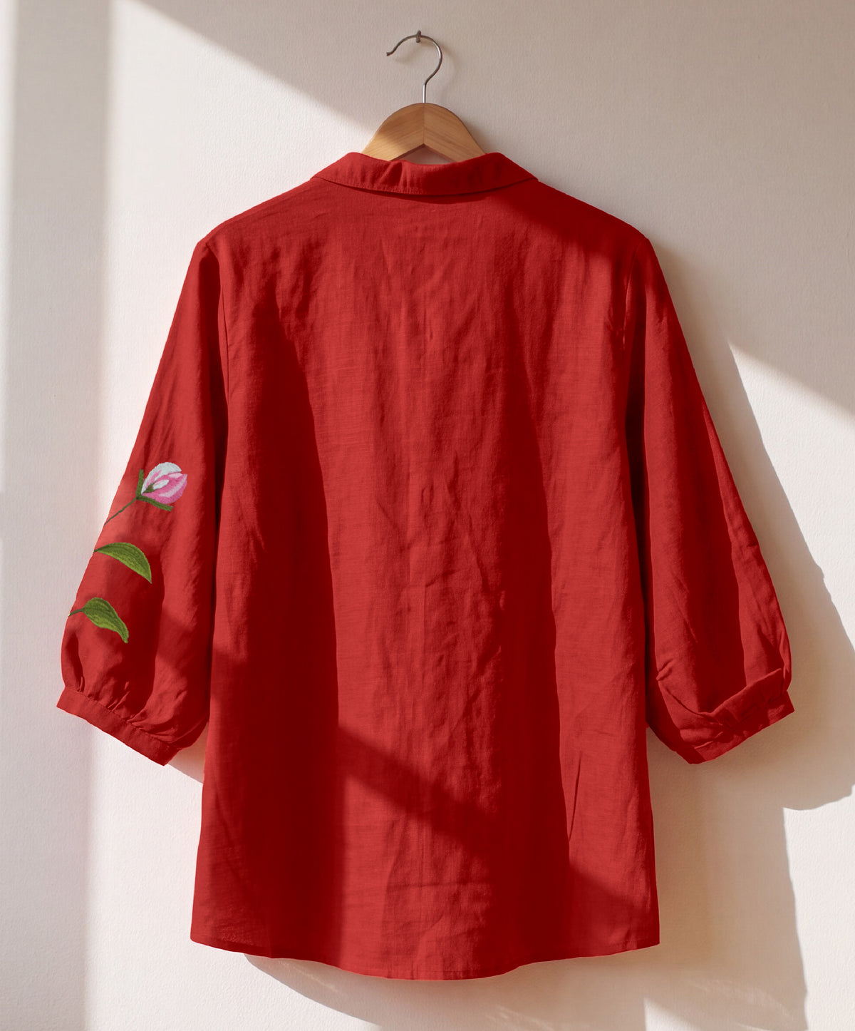 Premium Pure Cotton Floral Embroidered Shirt for Women