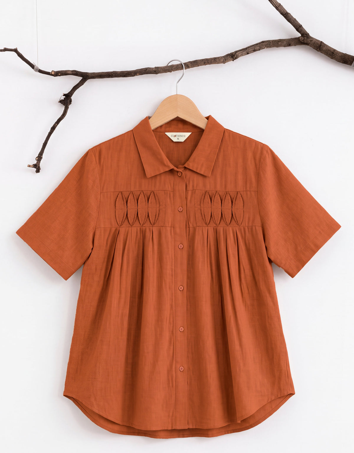 Pure Cotton Shirt With Pleat Work