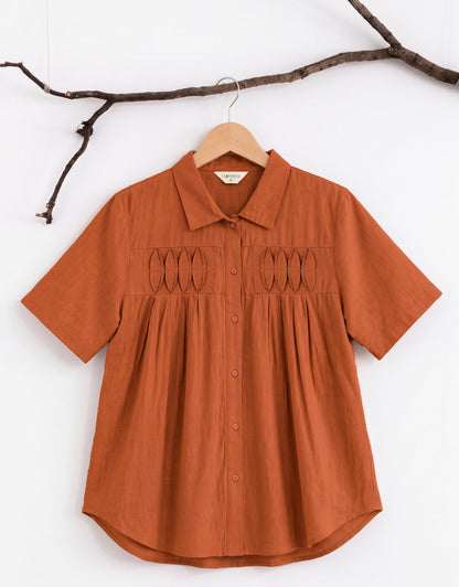 Pure Cotton Shirt With Pleat Work