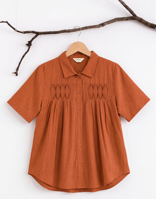 Pure Cotton Shirt With Pleat Work