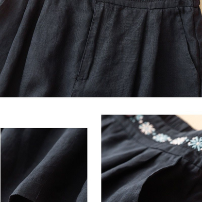 Pure Cotton Embroidered Shorts With Pocket