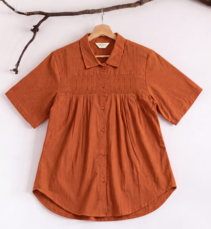 Pure Cotton Shirt With Pleat Work