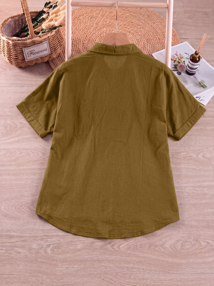 Pure Cotton Relaxed Fit V-Neck Shirt