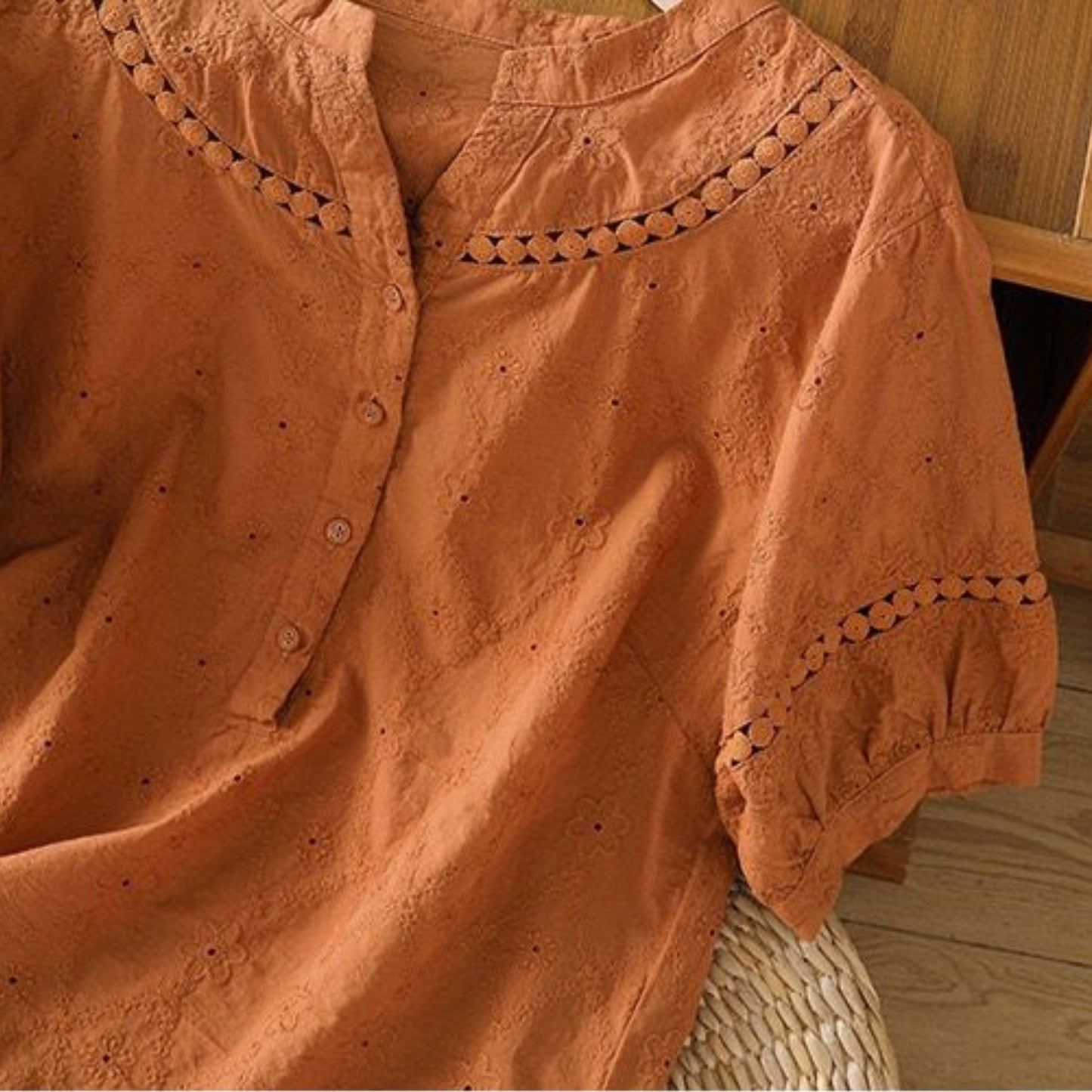 Pure Cotton Schiffly Embroidered Casual Wear Top