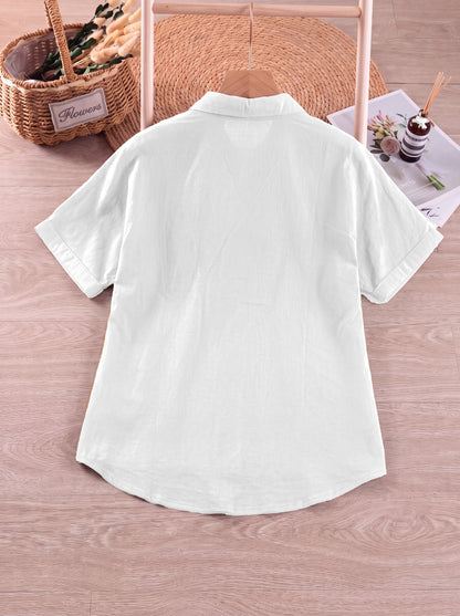 Pure Cotton Relaxed Fit V-Neck Shirt
