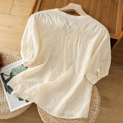 Pure Cotton Schiffly Embroidered Casual Wear Top