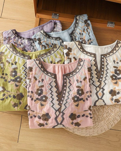Women's Pure Cotton Floral Embroidered Top
