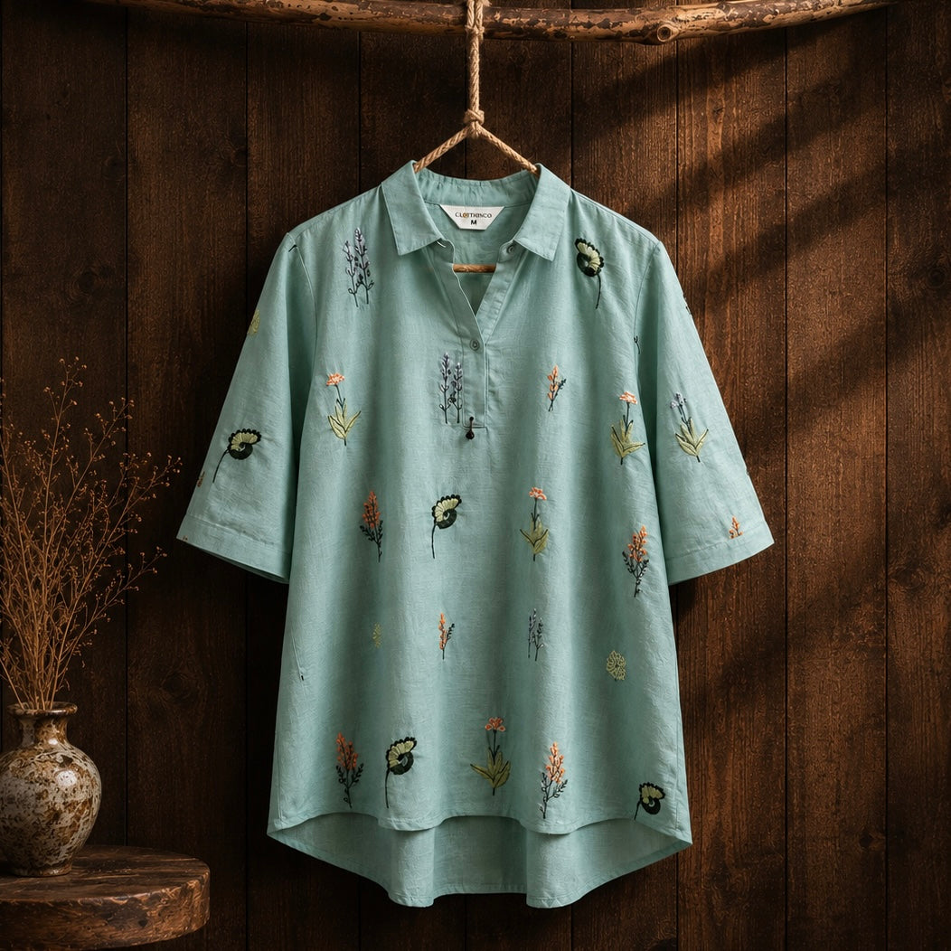 Pure Cotton Embroidered Casual Wear Tops