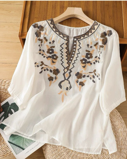 Women's Pure Cotton Floral Embroidered Top