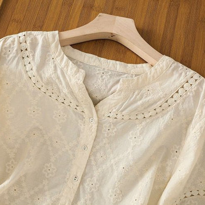 Pure Cotton Schiffly Embroidered Casual Wear Top