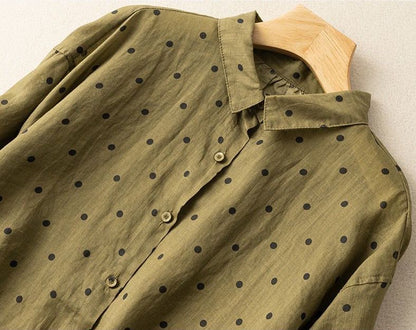 Pure Cotton Printed Polkadot Casual Wear Shirt