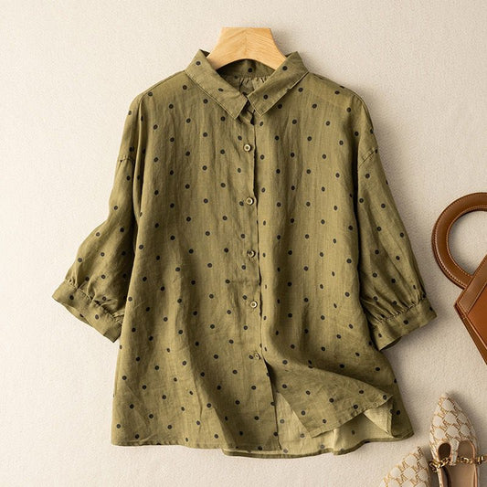 Pure Cotton Printed Polkadot Casual Wear Shirt