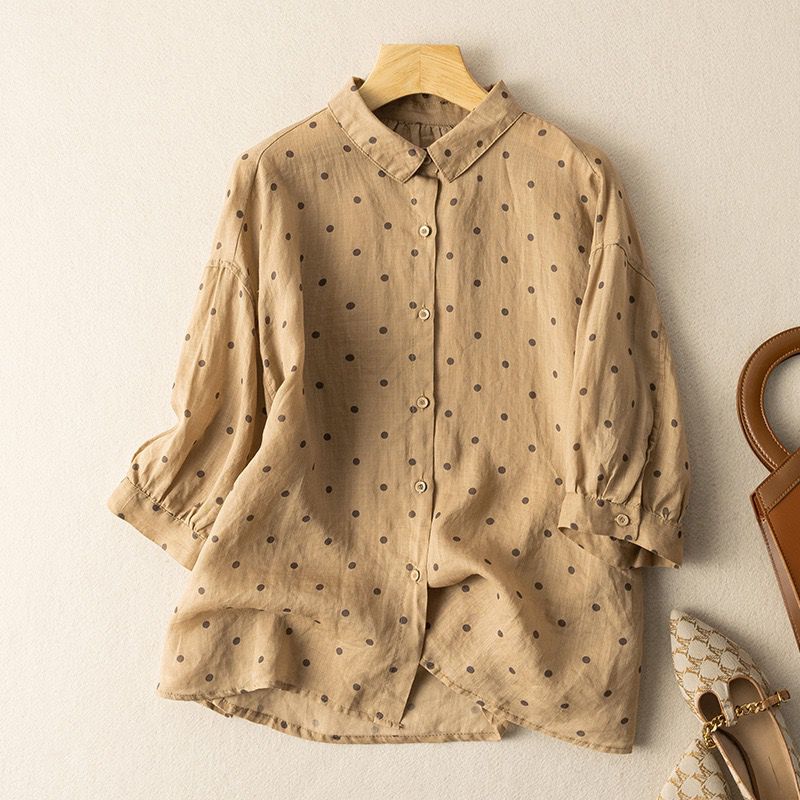 Pure Cotton Printed Polkadot Casual Wear Shirt