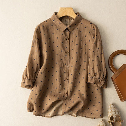 Pure Cotton Printed Polkadot Casual Wear Shirt