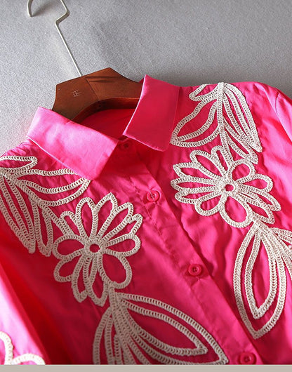 Pure Cotton Embroidered  Shirt