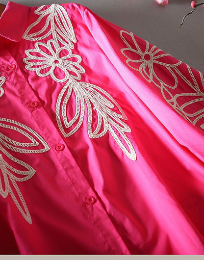 Pure Cotton Embroidered  Shirt