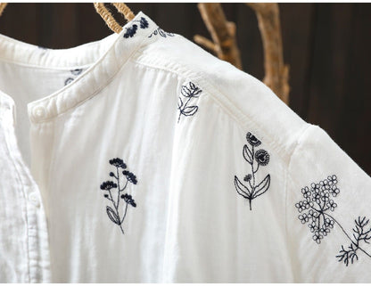 Pure Cotton Floral Embroidered shirt