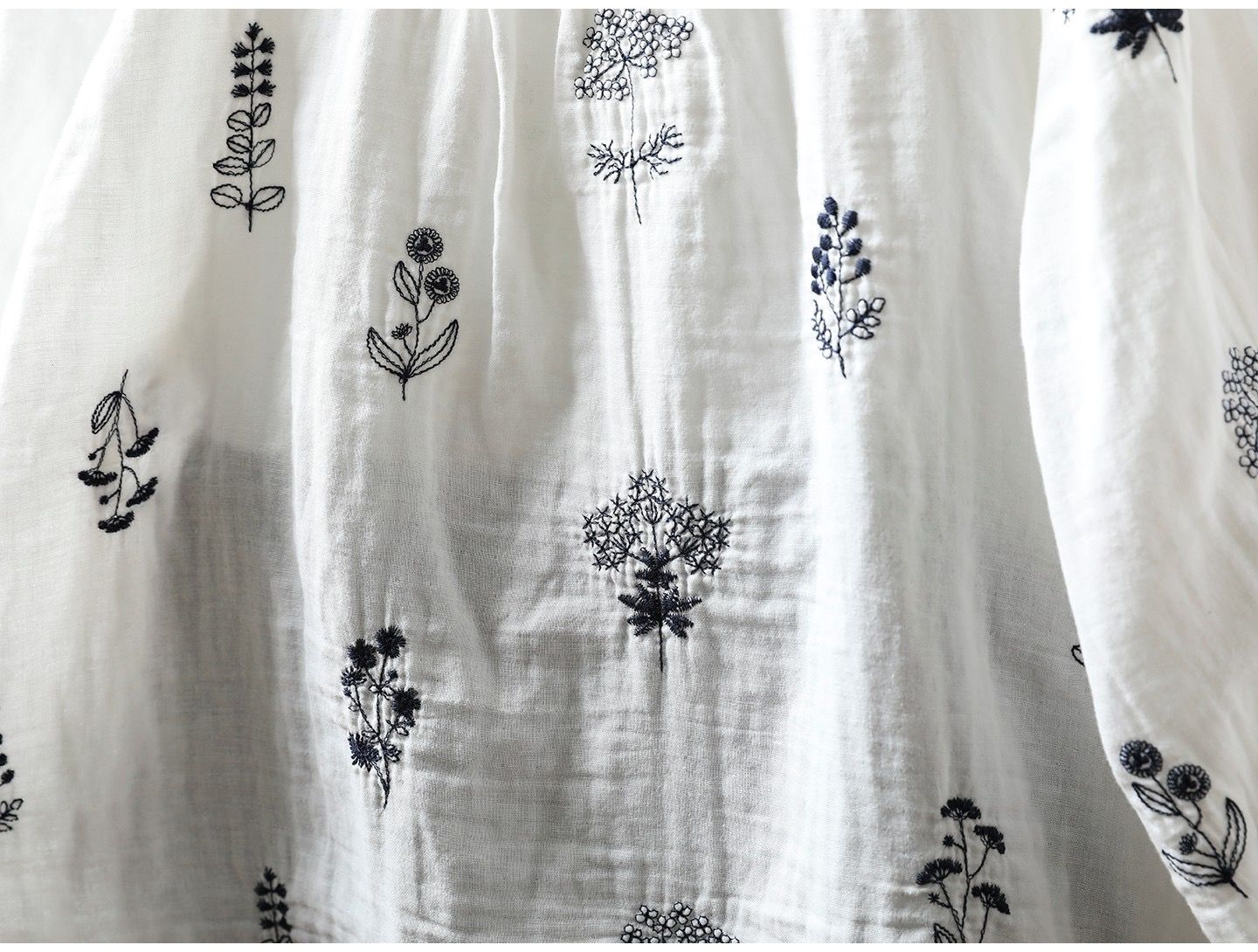 Pure Cotton Floral Embroidered shirt